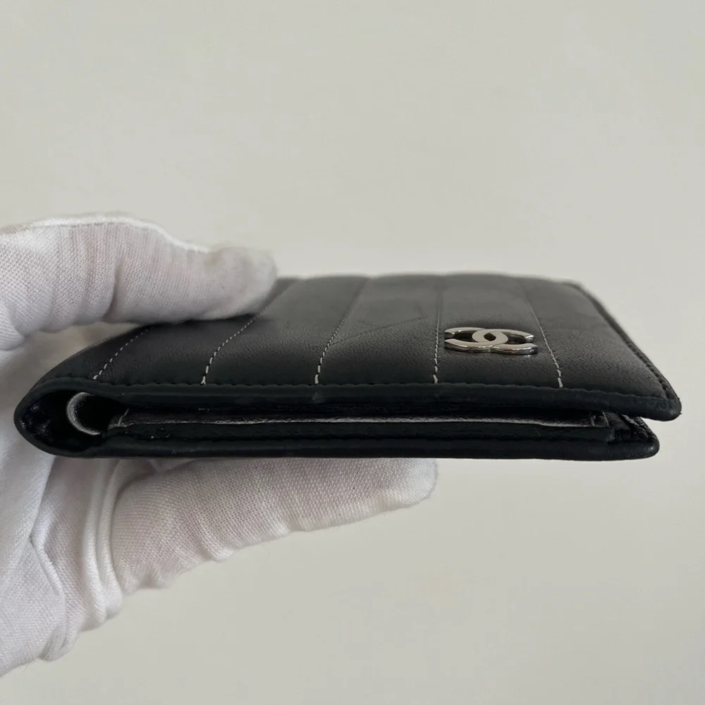 Chanel Mademoiselle black lamb skin quilted wallet